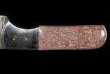 Damascus Knife With Fossil Dinosaur Bone (Gembone) Inlays #125250-2